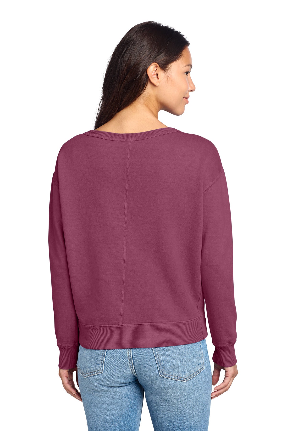 Port & Co Women's Beach Wash Garment-Dyed V-Neck Sweatshirt LPC098V (Choose Your Logo)