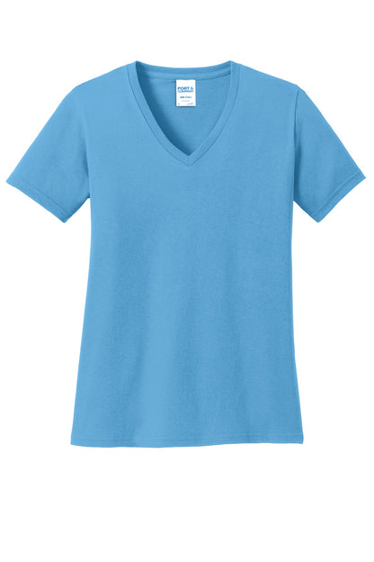 Port & Co Women's Core Cotton V-Neck Tee. LPC54V (Choose Your Design)