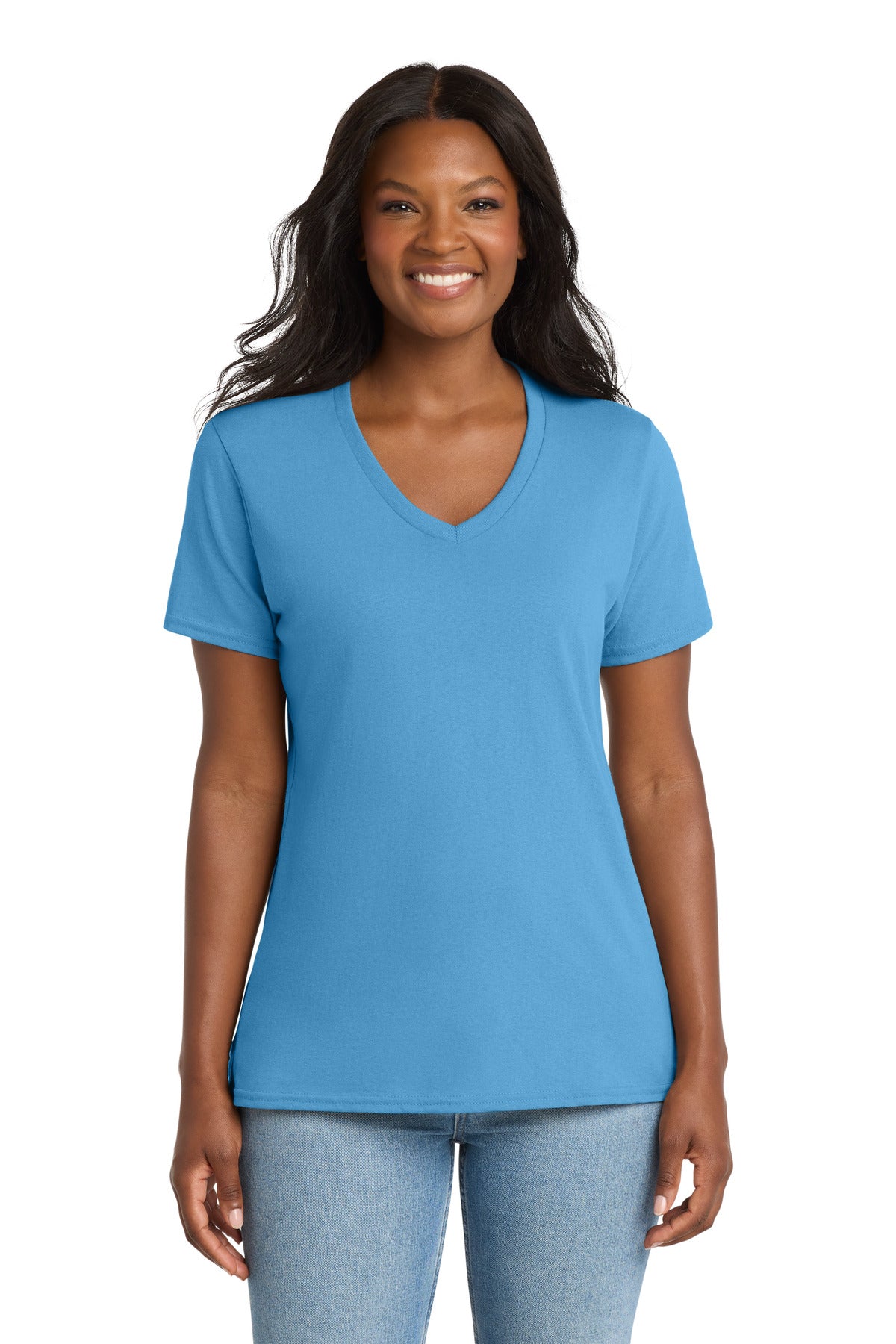 Port & Co Women's Core Cotton V-Neck Tee. LPC54V (Choose Your Design)