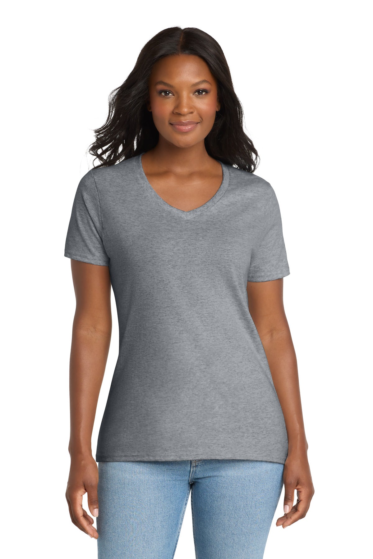 Port & Co Women's Core Cotton V-Neck Tee. LPC54V (Choose Your Design)