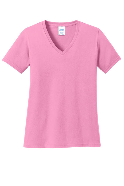 Port & Co Women's Core Cotton V-Neck Tee. LPC54V (Choose Your Design)