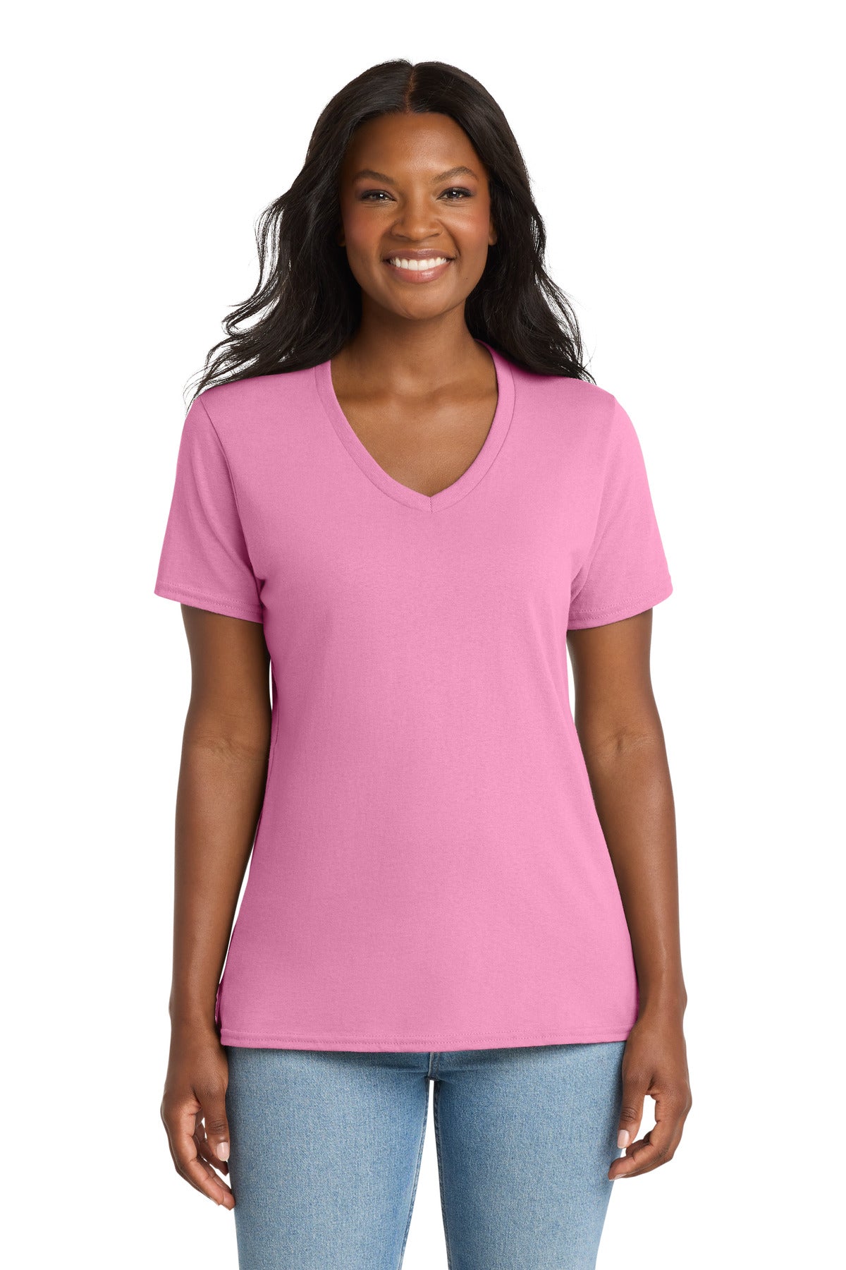 Port & Co Women's Core Cotton V-Neck Tee. LPC54V (Choose Your Design)