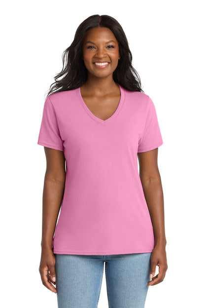 Port & Co Women's Core Cotton V-Neck Tee. LPC54V (Choose Your Design)