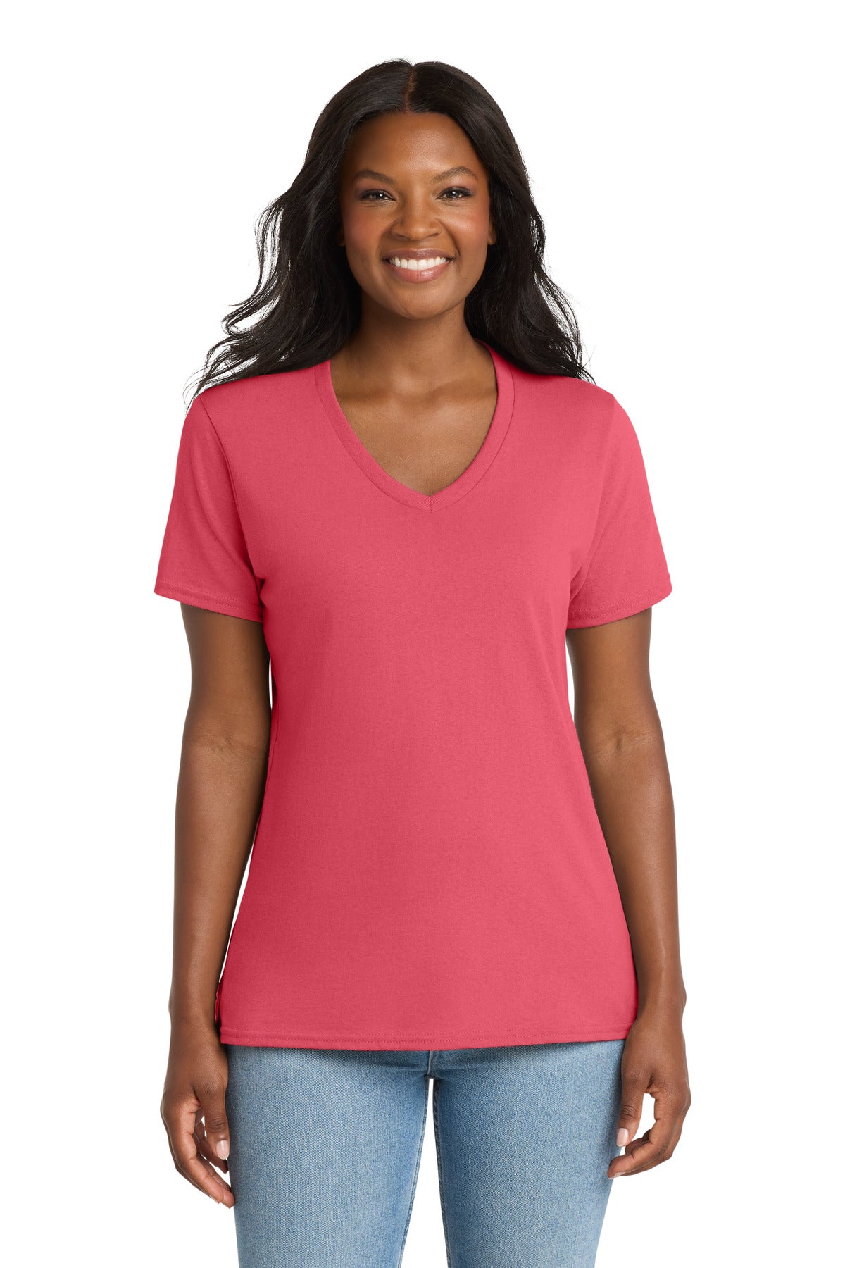 Port & Co Women's Core Cotton V-Neck Tee. LPC54V (Choose Your Design)