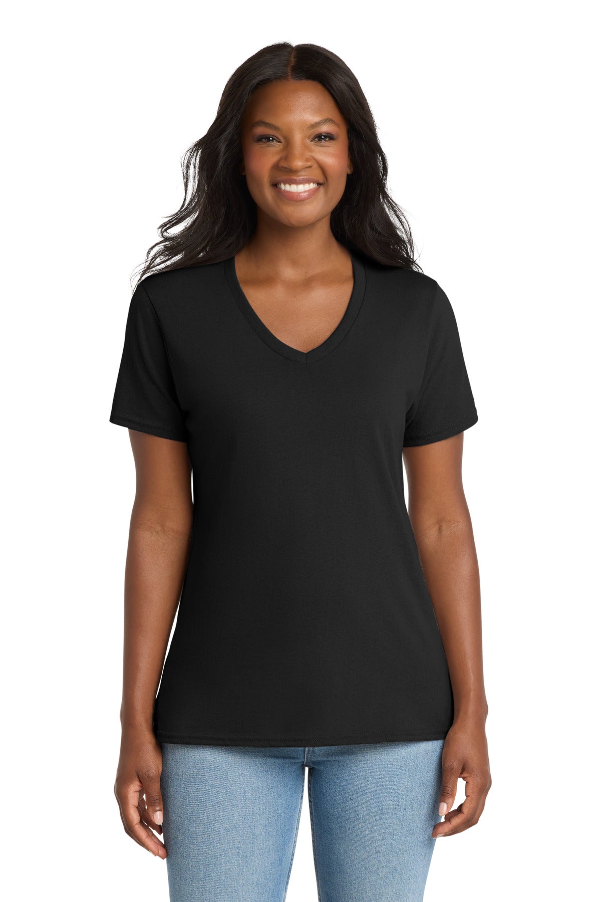 Port & Co Women's Core Cotton V-Neck Tee. LPC54V (Choose Your Design)
