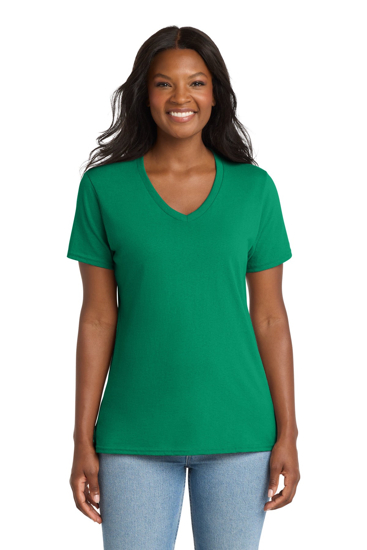 Port & Co Women's Core Cotton V-Neck Tee. LPC54V (Choose Your Design)