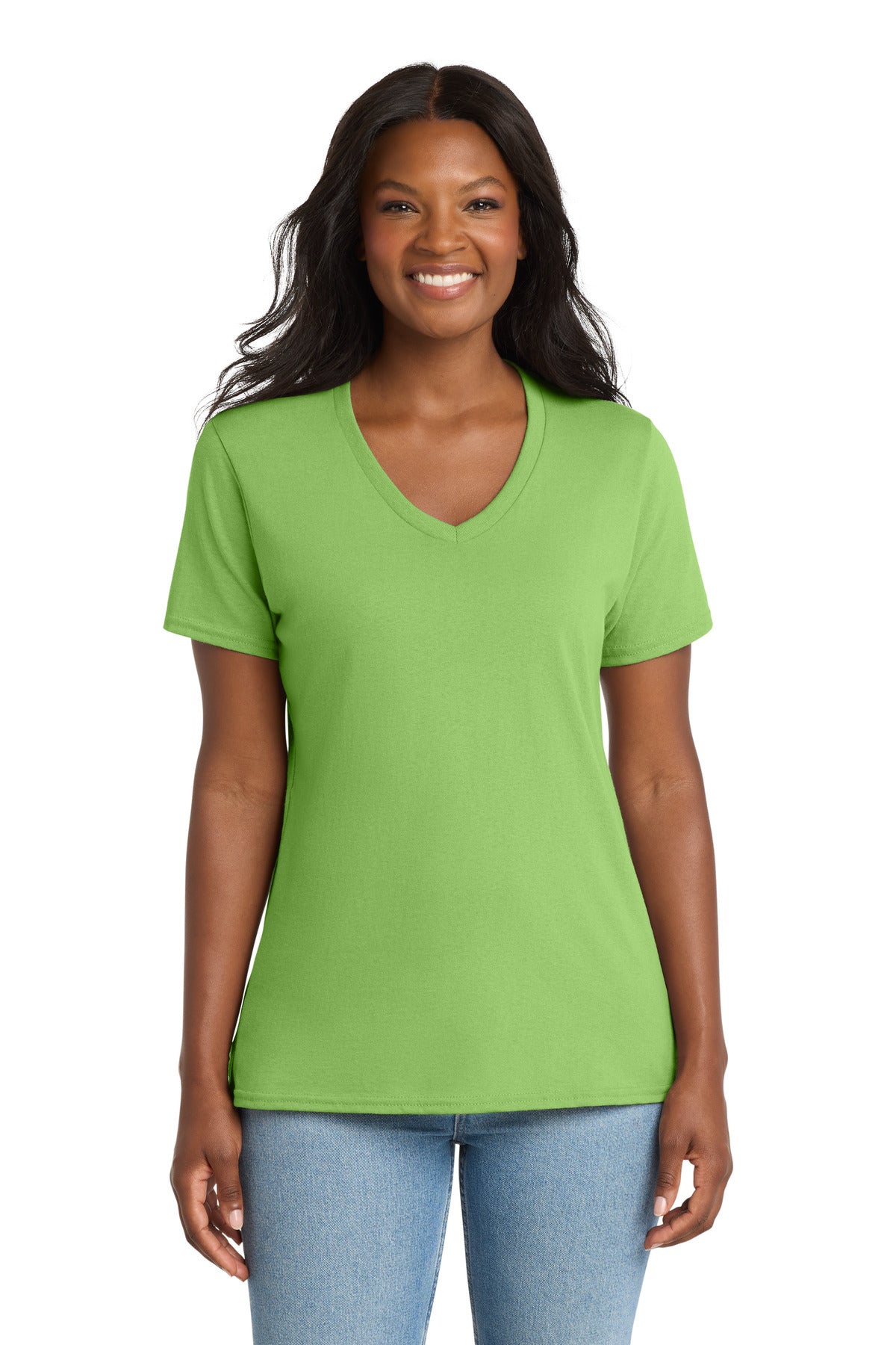 Port & Co Women's Core Cotton V-Neck Tee. LPC54V (Choose Your Design)