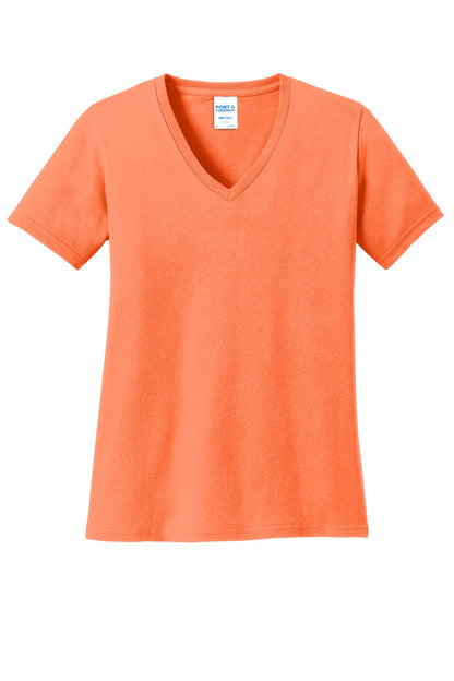 Port & Co Women's Core Cotton V-Neck Tee. LPC54V (Choose Your Design)