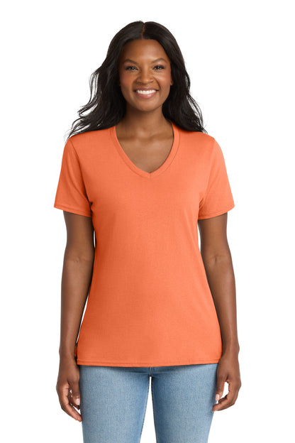 Port & Co Women's Core Cotton V-Neck Tee. LPC54V (Choose Your Design)