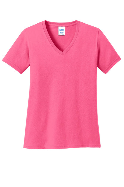 Port & Co Women's Core Cotton V-Neck Tee. LPC54V (Choose Your Design)