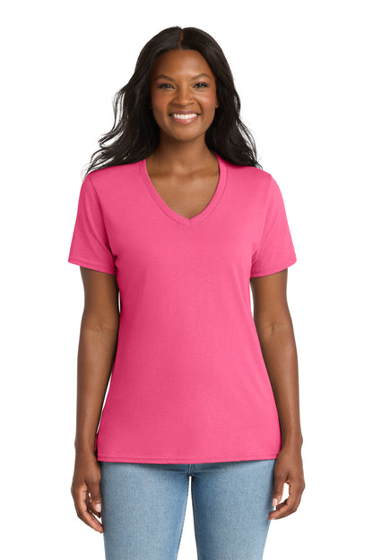 Port & Co Women's Core Cotton V-Neck Tee. LPC54V (Choose Your Design)
