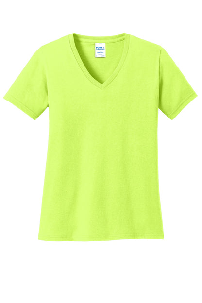 Port & Co Women's Core Cotton V-Neck Tee. LPC54V (Choose Your Design)
