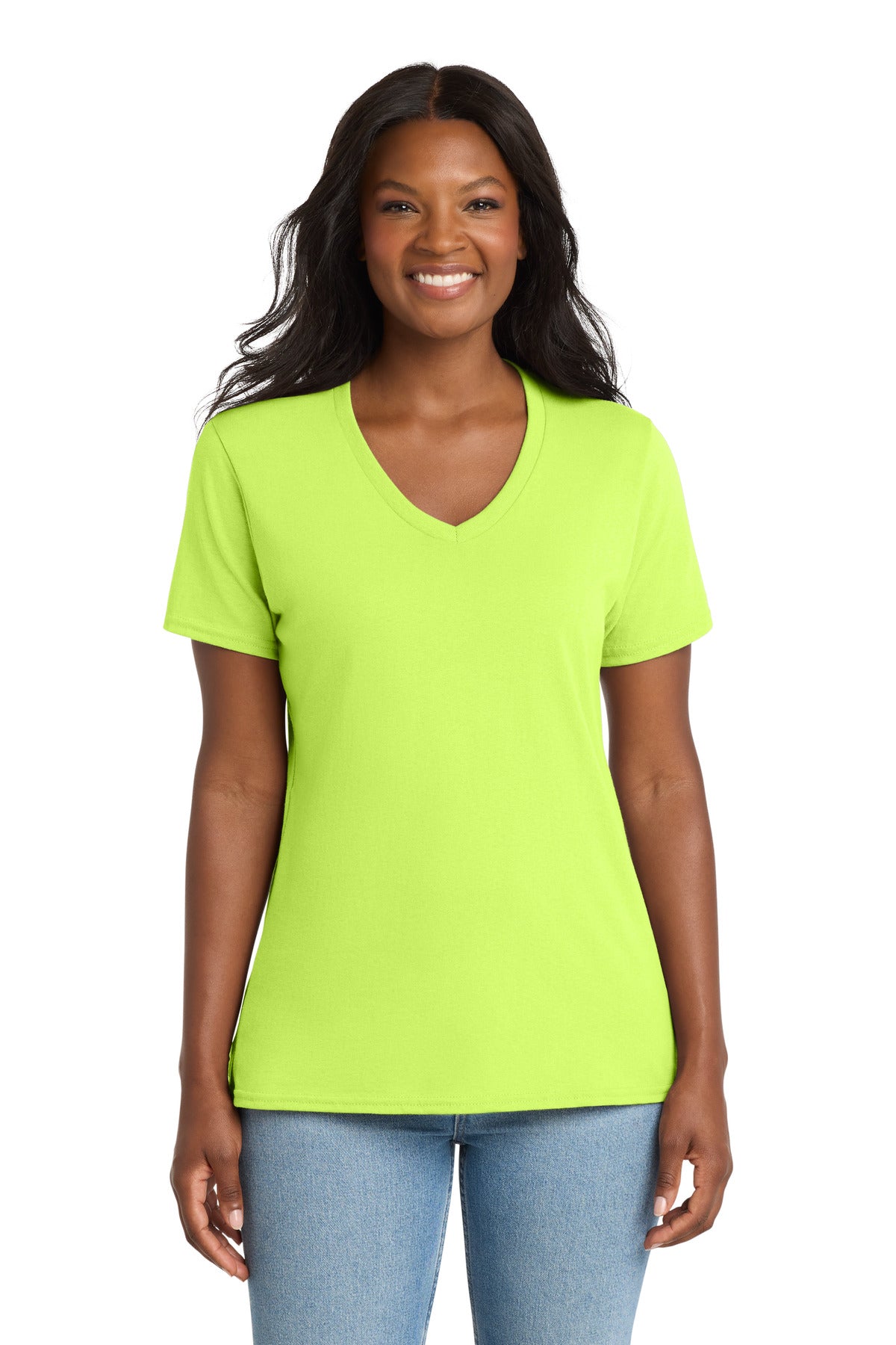 Port & Co Women's Core Cotton V-Neck Tee. LPC54V (Choose Your Design)