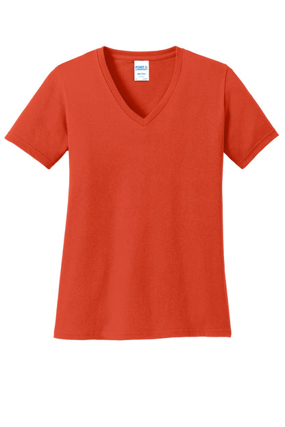Port & Co Women's Core Cotton V-Neck Tee. LPC54V (Choose Your Design)