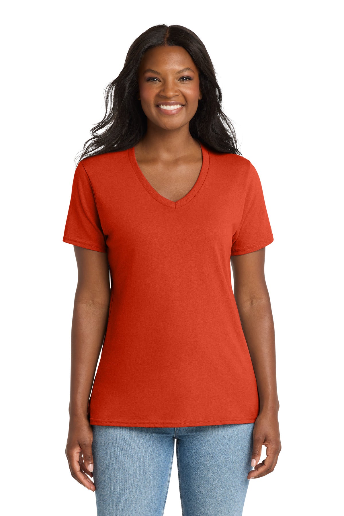 Port & Co Women's Core Cotton V-Neck Tee. LPC54V (Choose Your Design)