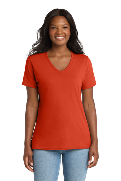 Port & Co Women's Core Cotton V-Neck Tee. LPC54V (Choose Your Design)