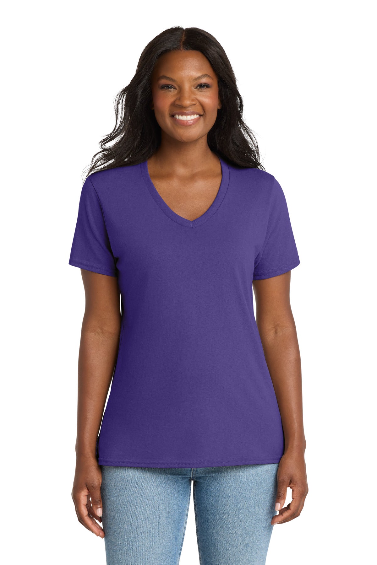 Port & Co Women's Core Cotton V-Neck Tee. LPC54V (Choose Your Design)
