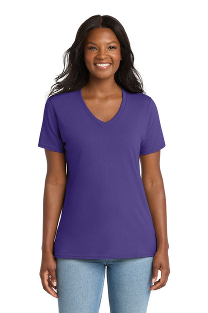 Port & Co Women's Core Cotton V-Neck Tee. LPC54V (Choose Your Design)