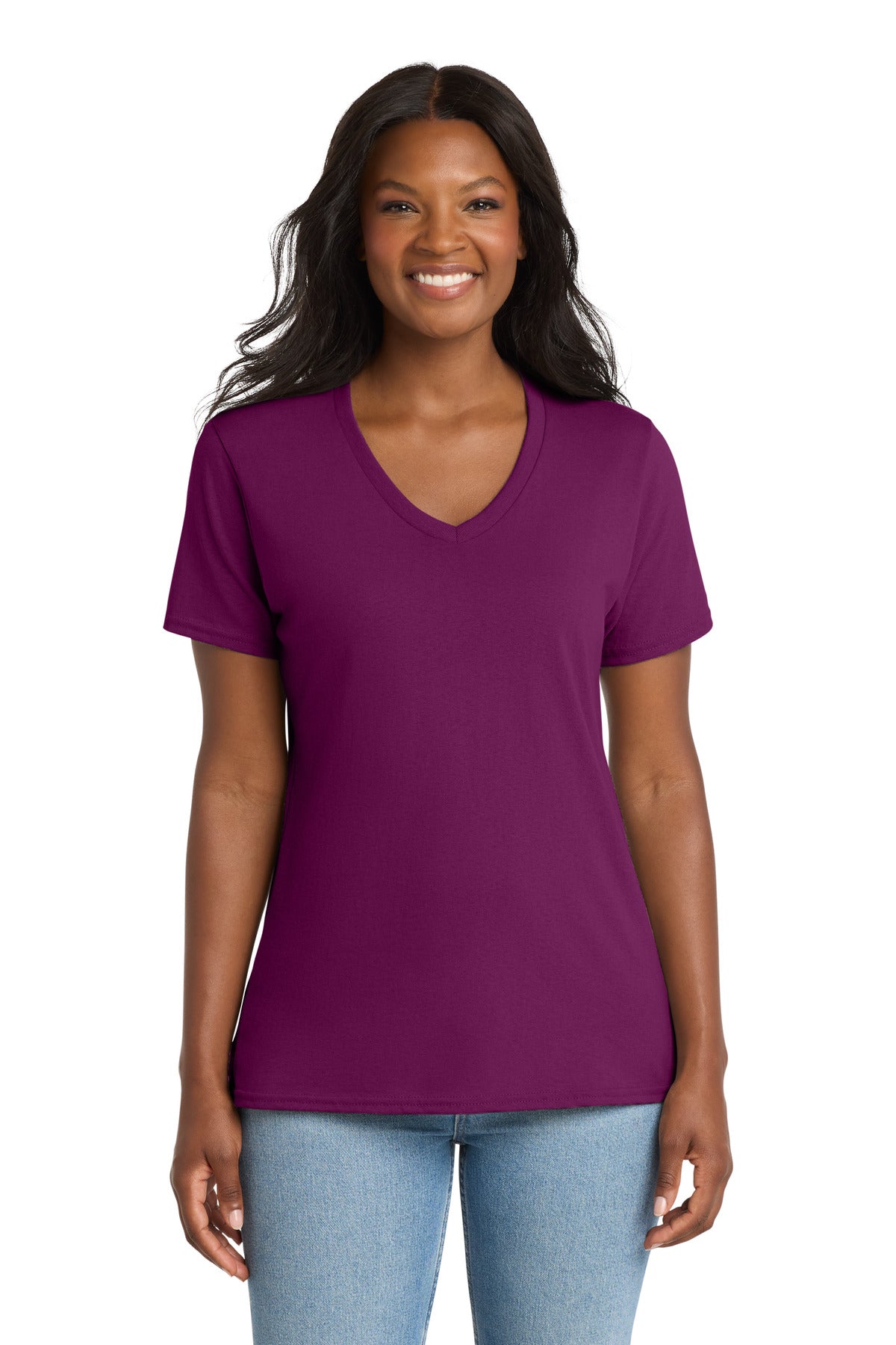 Port & Co Women's Core Cotton V-Neck Tee. LPC54V (Choose Your Design)