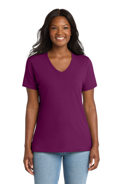 Port & Co Women's Core Cotton V-Neck Tee. LPC54V (Choose Your Design)