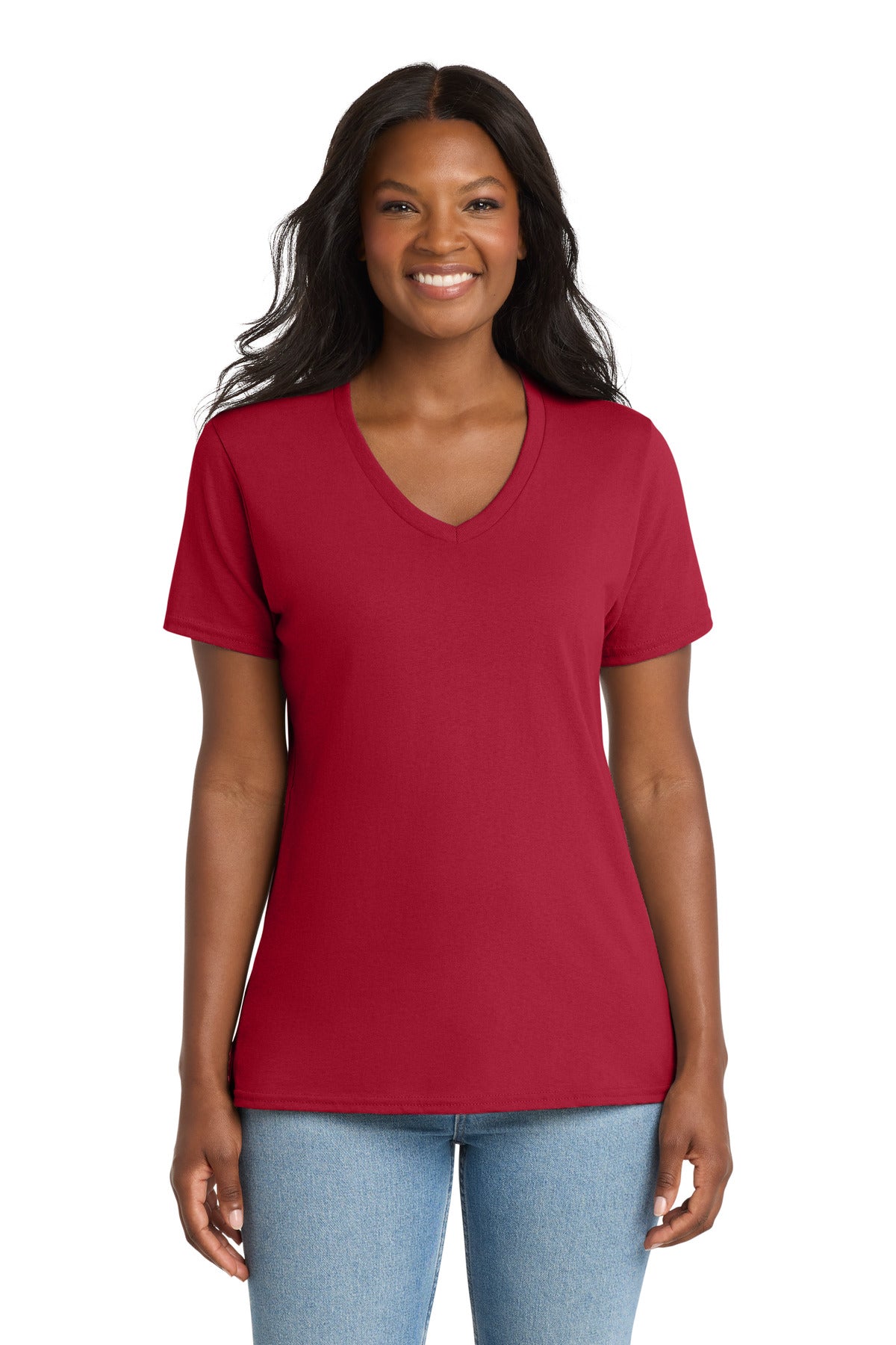 Port & Co Women's Core Cotton V-Neck Tee. LPC54V (Choose Your Design)