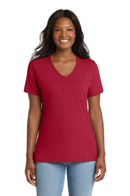 Port & Co Women's Core Cotton V-Neck Tee. LPC54V (Choose Your Design)