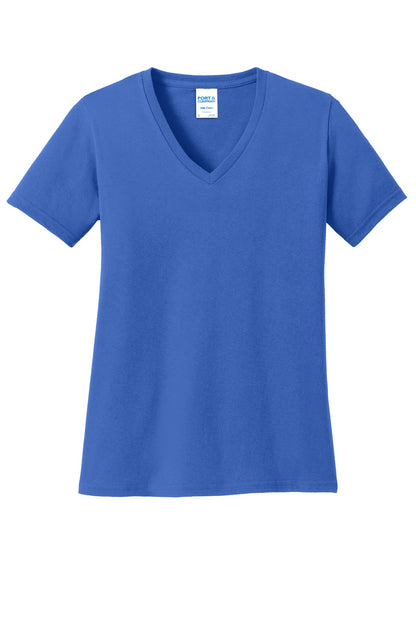Port & Co Women's Core Cotton V-Neck Tee. LPC54V (Choose Your Design)