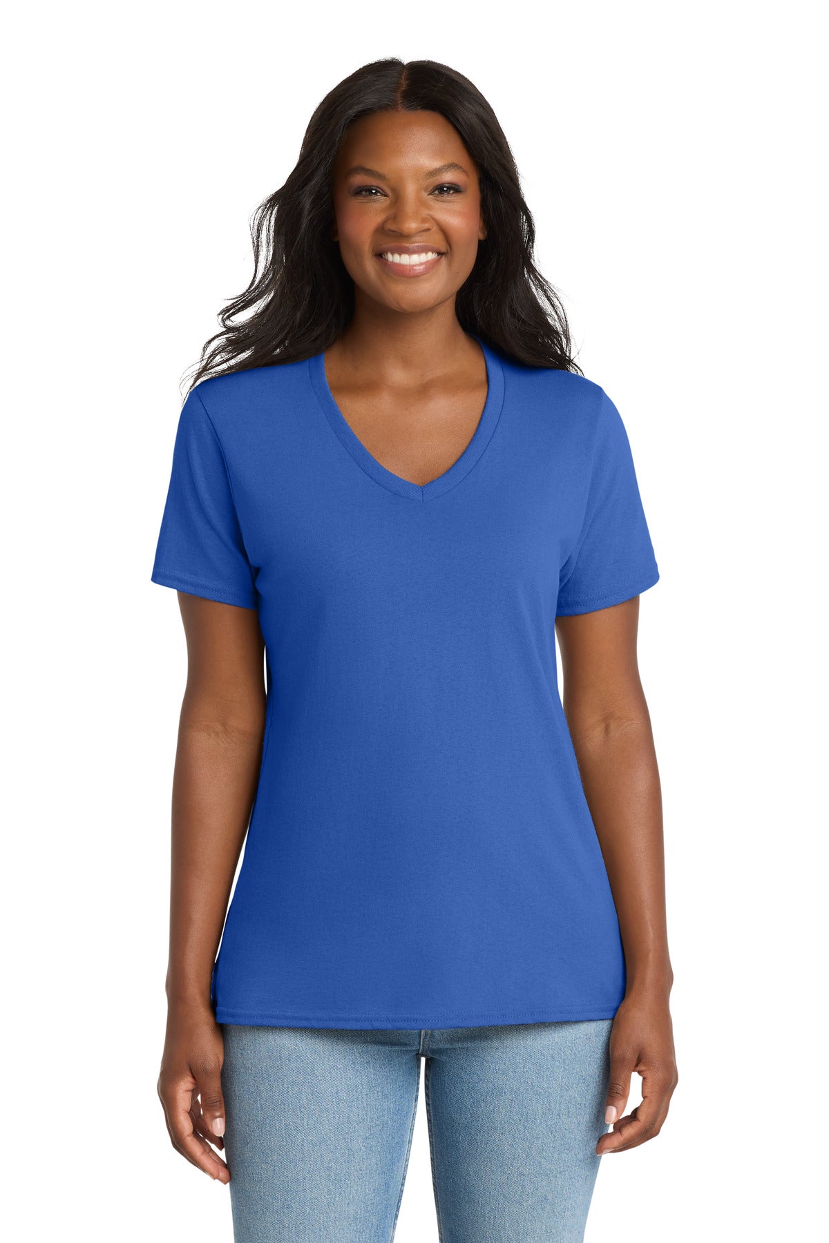 Port & Co Women's Core Cotton V-Neck Tee. LPC54V (Choose Your Design)
