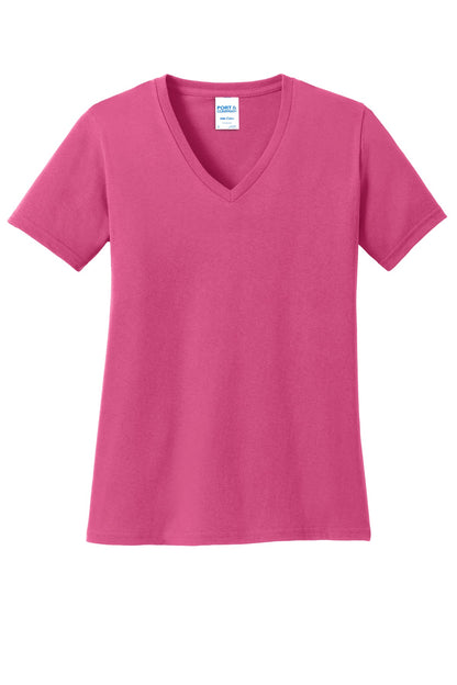 Port & Co Women's Core Cotton V-Neck Tee. LPC54V (Choose Your Design)