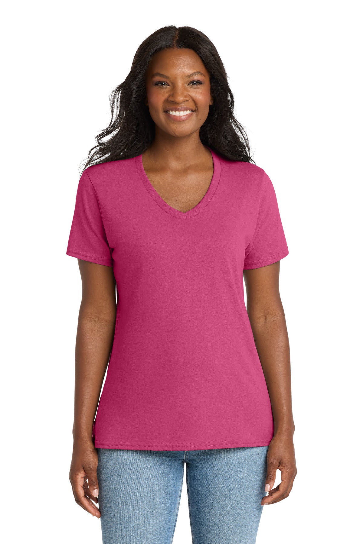 Port & Co Women's Core Cotton V-Neck Tee. LPC54V (Choose Your Design)