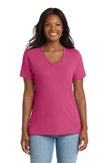 Port & Co Women's Core Cotton V-Neck Tee. LPC54V (Choose Your Design)