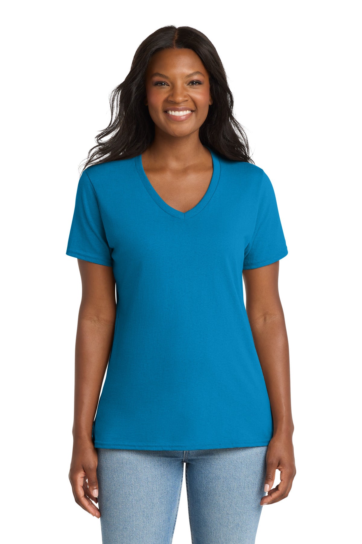 Port & Co Women's Core Cotton V-Neck Tee. LPC54V (Choose Your Design)