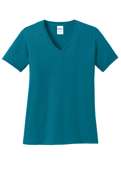 Port & Co Women's Core Cotton V-Neck Tee. LPC54V (Choose Your Design)