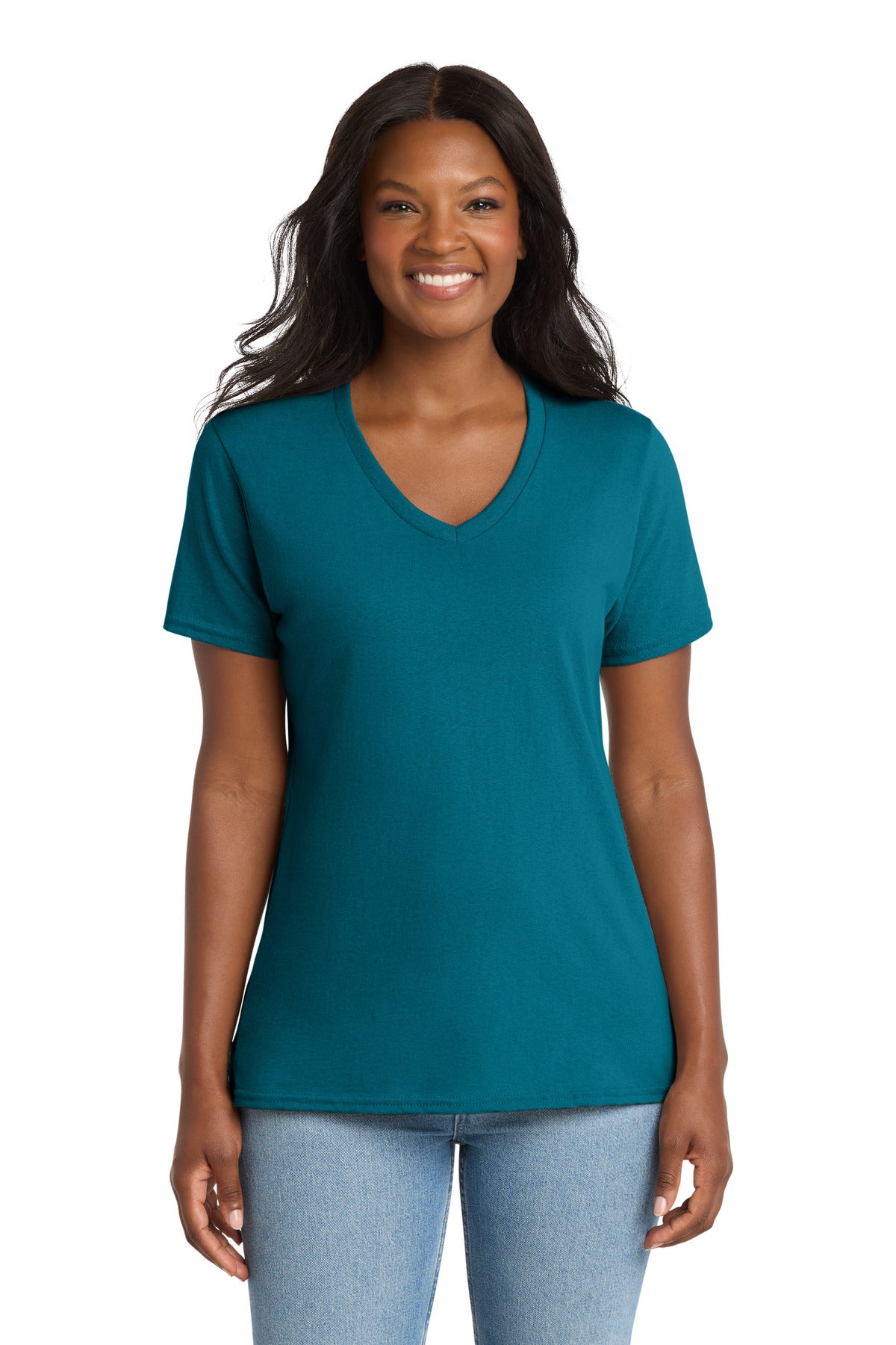 Port & Co Women's Core Cotton V-Neck Tee. LPC54V (Choose Your Design)