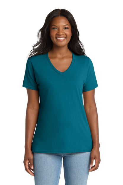 Port & Co Women's Core Cotton V-Neck Tee. LPC54V (Choose Your Design)
