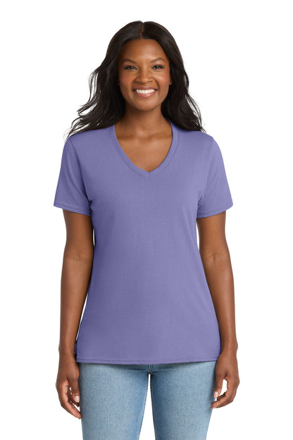Port & Co Women's Core Cotton V-Neck Tee. LPC54V (Choose Your Design)