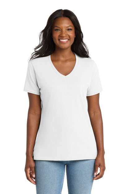 Port & Co Women's Core Cotton V-Neck Tee. LPC54V (Choose Your Design)
