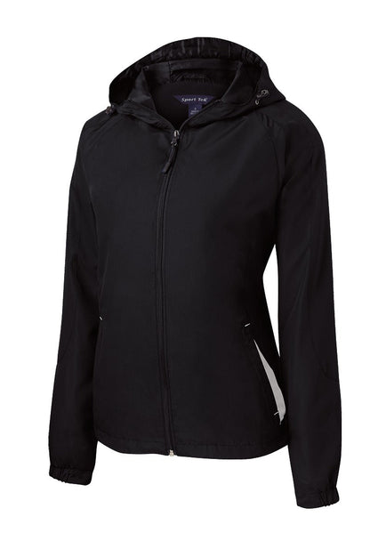 Sport-Tek Ladies Colorblock Hooded Raglan Jacket. LST76 (Choose Your Design)