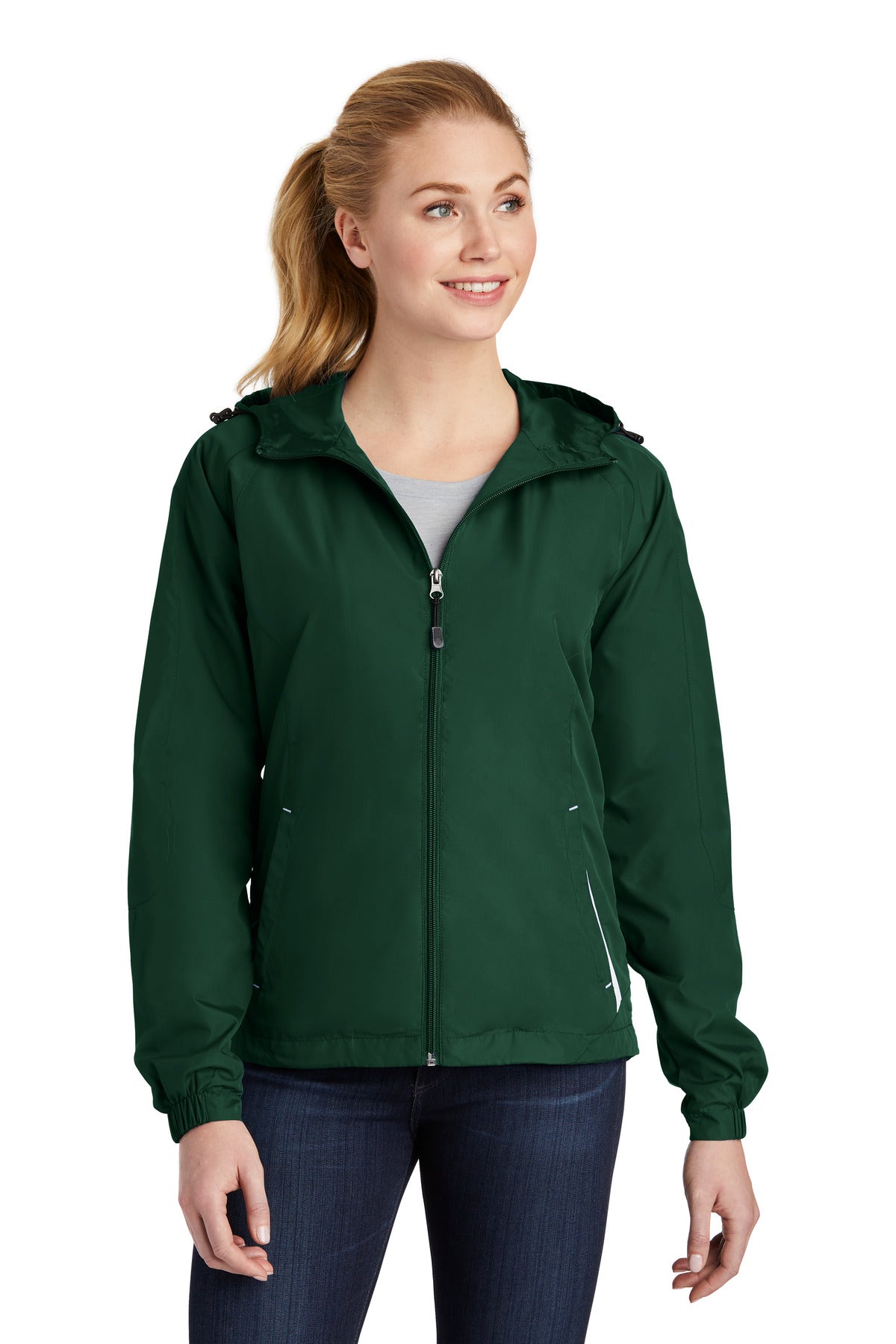 Sport-Tek Ladies Colorblock Hooded Raglan Jacket. LST76 (Choose Your Design)