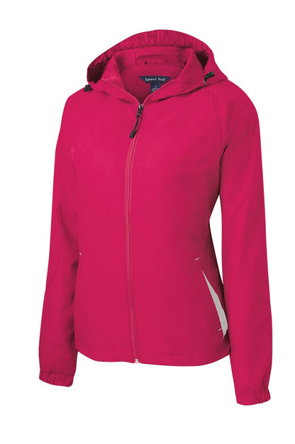 Sport-Tek Ladies Colorblock Hooded Raglan Jacket. LST76 (Choose Your Design)