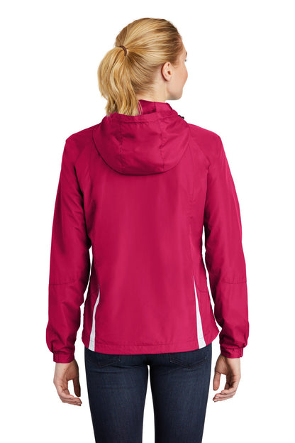 Sport-Tek Ladies Colorblock Hooded Raglan Jacket. LST76 (Choose Your Design)