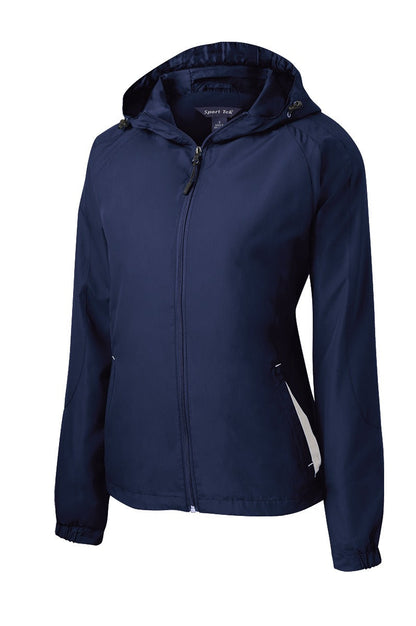 Sport-Tek Ladies Colorblock Hooded Raglan Jacket. LST76 (Choose Your Design)