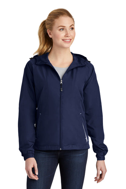 Sport-Tek Ladies Colorblock Hooded Raglan Jacket. LST76 (Choose Your Design)