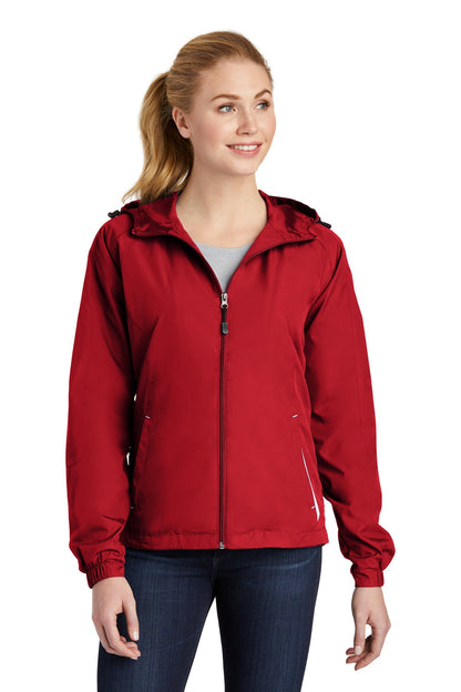 Sport-Tek Ladies Colorblock Hooded Raglan Jacket. LST76 (Choose Your Design)