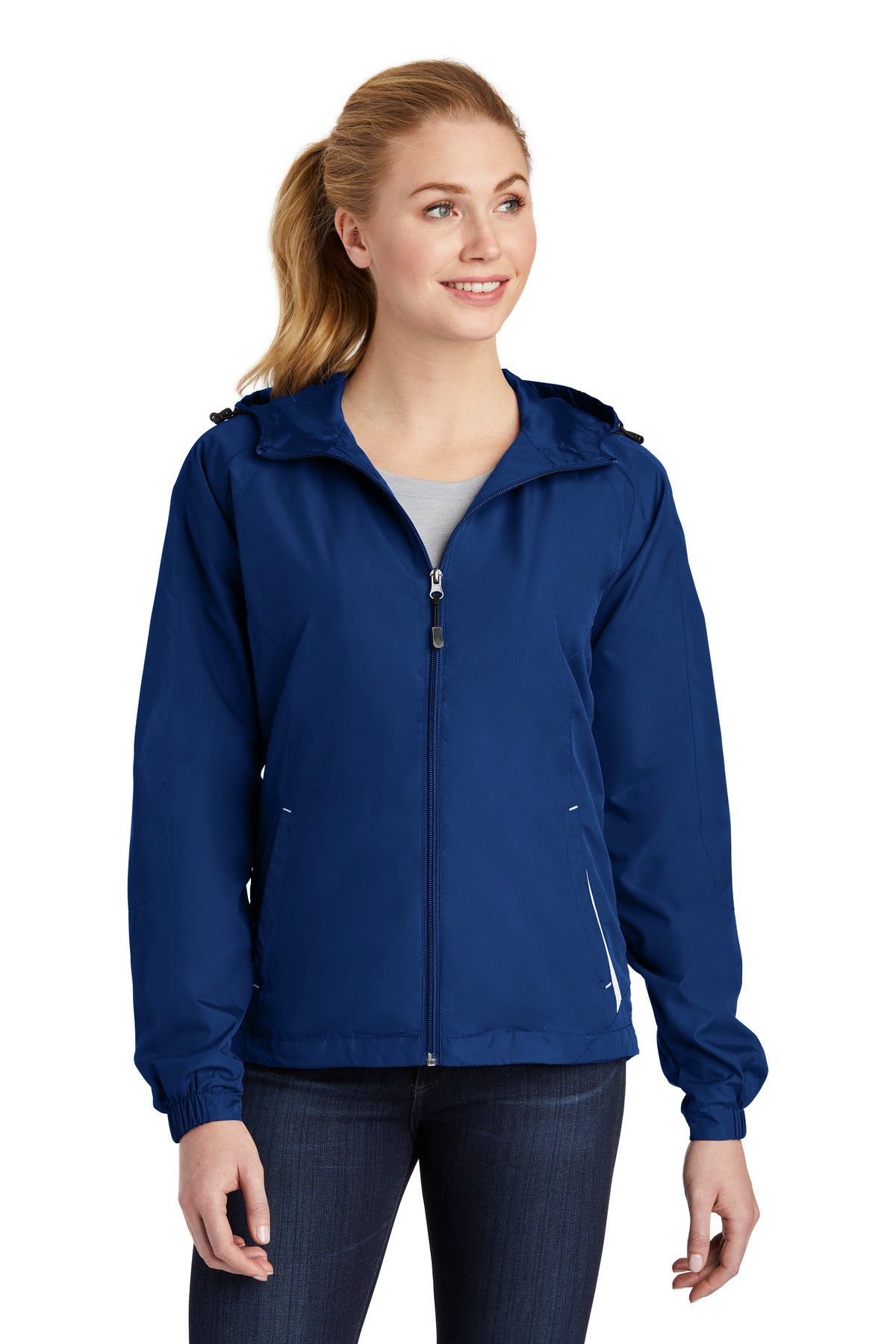Sport-Tek Ladies Colorblock Hooded Raglan Jacket. LST76 (Choose Your Design)
