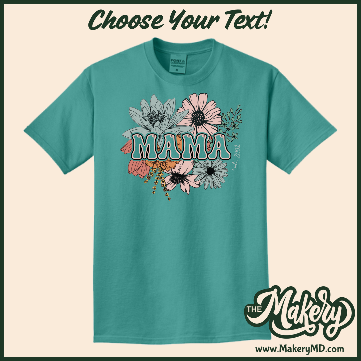 Boho Flowers - Custom Text and Custom Year - (M00-D-Flower01)