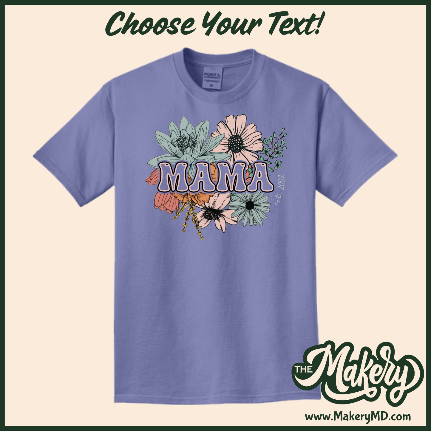 Boho Flowers - Custom Text and Custom Year - (M00-D-Flower01)