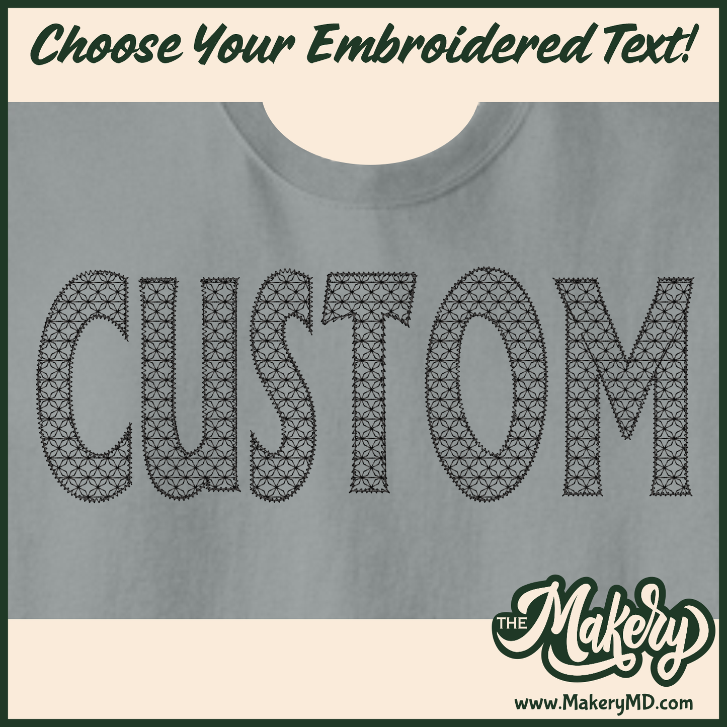 Starburst - Custom Embroidered Text (M00-E-MCross11)