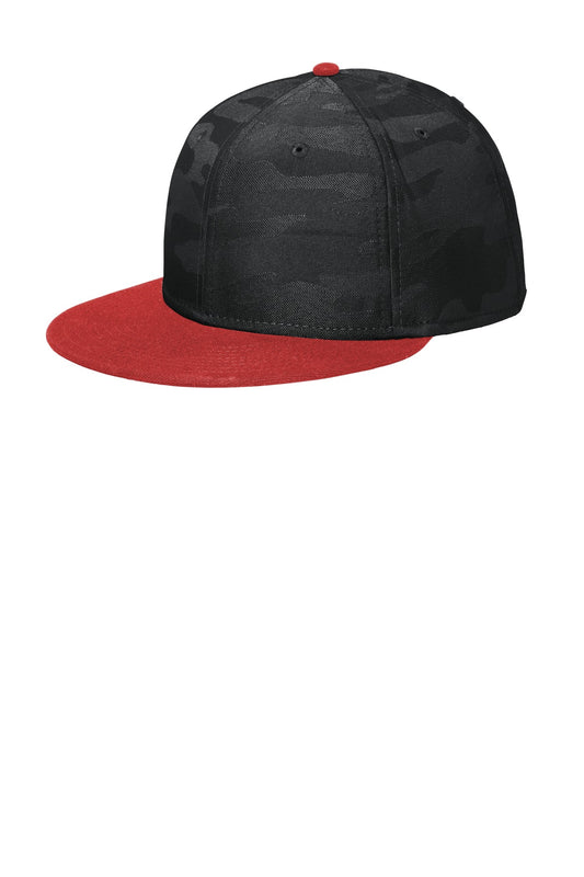 New Era Camo Flat Bill Snapback Cap. NE407 (Choose Your Design)