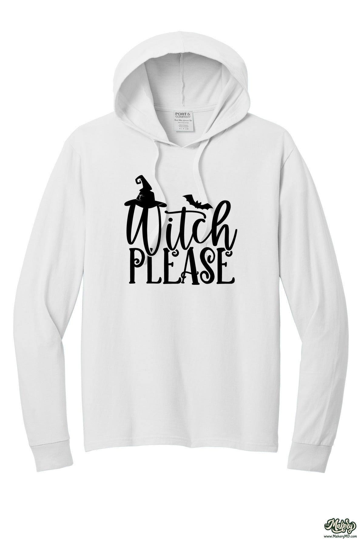 Long Sleeve Hooded Tee / White / front